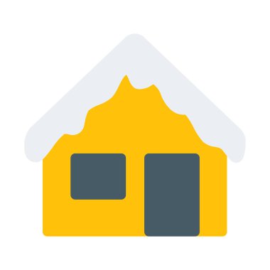 Karla kaplı ev simgesini, basit vektör çizim