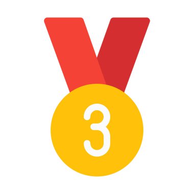 Üçüncülük madalyası simgesi, basit vektör çizim