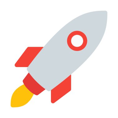 Uzay roket fırlatma simgesi, basit vektör çizim