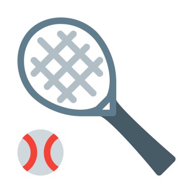 Tenis top ve raket simgesi, basit vektör çizim