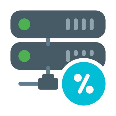 Sunucu depolama yüzde simgesi, basit vektör çizim