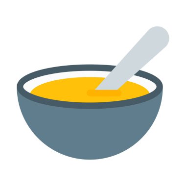 Çorba hizmet kase simgesinde, basit vektör çizim