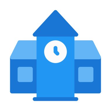 Şehir okul binası simgesi, basit vektör çizim