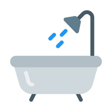 Duş küvet simgesi, basit vektör çizim ile