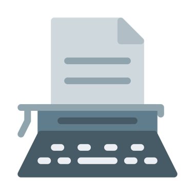 Daktilo ile kağıt simgesi, basit vektör çizim