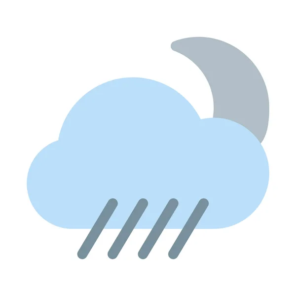 Nighttime Rainstorm Alert Icon Simple Vector Illustration — Stock Vector