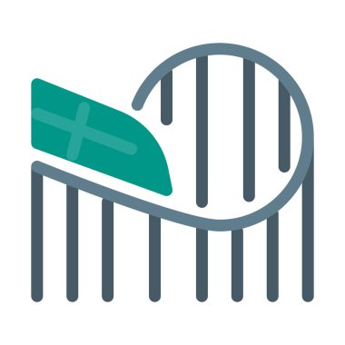 Roller Coaster eğlence Ride simgesi, basit vektör çizim