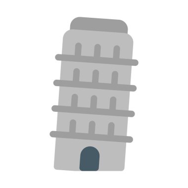 Pisa Leaning Tower simgesi, basit vektör çizim