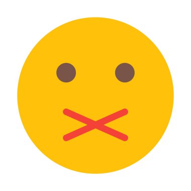 Ağız kapalı Smiley simgesi, basit vektör çizim