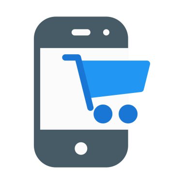 Online Mobile Marketplace simgesi, basit vektör çizim