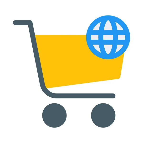 Online Global Shopping Icon Simple Vector Illustration — Stock Vector