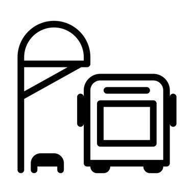 Şehir otobüs istasyonu işareti illüstrasyon vektör