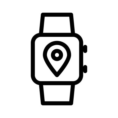 SmartWatch konum yardım basit hat illüstrasyon