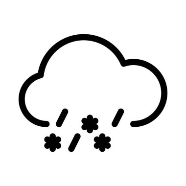 Kış sezonu karla karışık yağmur basit hat illüstrasyon