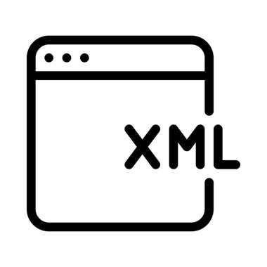 XML yazılım geliştirme simgesi, basit hat illüstrasyon