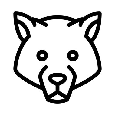 Ahşap Western kurt simgesi, basit hat illüstrasyon