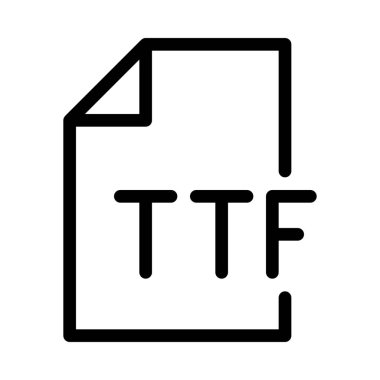 Yazı tipi dosyası biçim simgesinin, basit hat illüstrasyon