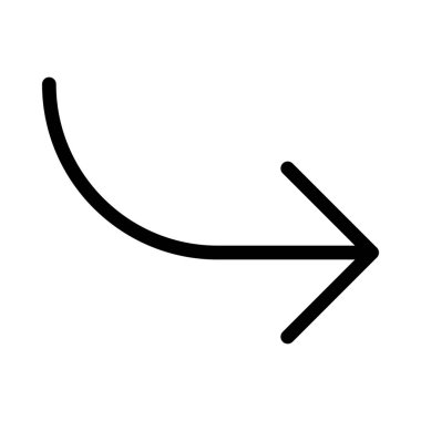 Beyaz arka plan üzerinde sağ ok kavisli