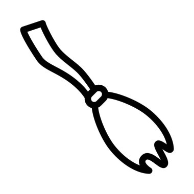 Cadı süpürge simgesi, basit hat illüstrasyon