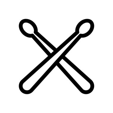 Davul Çift sopa simgesi üzerinde beyaz izole 