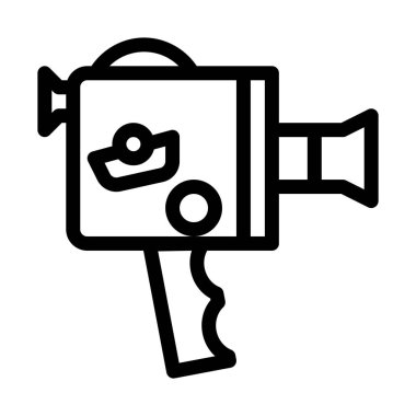 Vintage el kamera simgesi, basit hat illüstrasyon