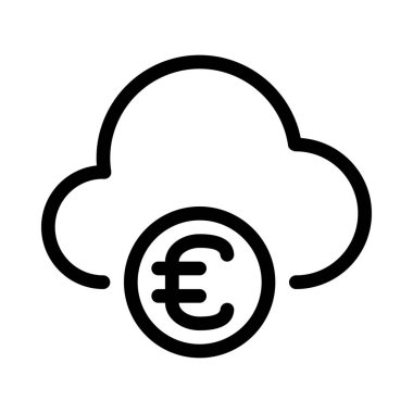 Servisi, basit hat illüstrasyon bankacılık euro bulut