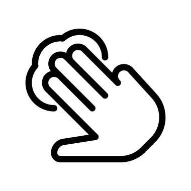 Beyaz arka plan üzerinde üç parmak dokunmatik