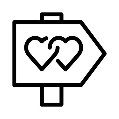 Düğün yol işareti simgesi, basit hat illüstrasyon