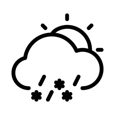 Dondurucu karla karışık yağmur gün basit hat illüstrasyon