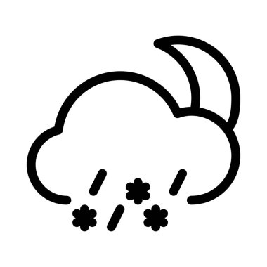 Dondurucu karla karışık yağmur gece basit hat illüstrasyon