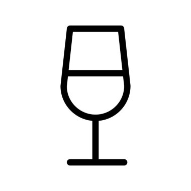 Cam şarap, alkollü içecek simgesi, basit hat illüstrasyon
