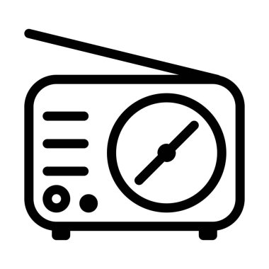 Eski teknoloji radyo simgesi üzerinde beyaz izole 