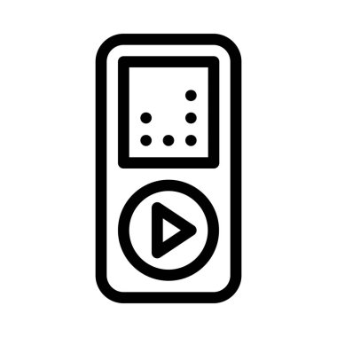 Taşınabilir müzik çalar simgesi üzerinde beyaz izole 