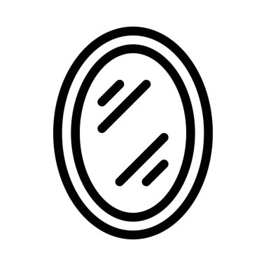 Oval şekil ayna, basit hat illüstrasyon