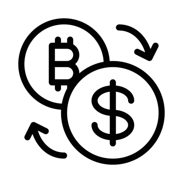 Convertire Bitcoin Valuta Semplice Illustrazione Vettoriale — Vettoriale Stock