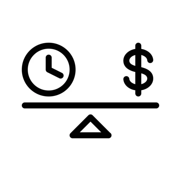 Time Money Icône Illustration Ligne Simple — Image vectorielle