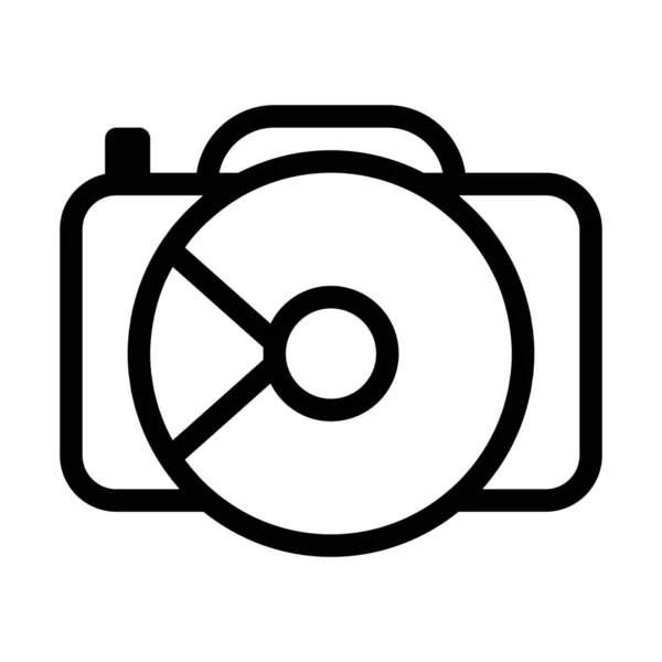 Old Digital Camera Simple Line Illustration — Stock Vector