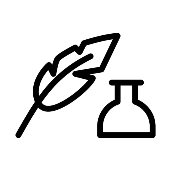 Pluma Inkpot Quill Icono Vector Ilustración — Archivo Imágenes Vectoriales