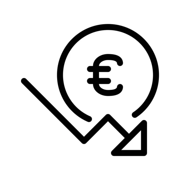 Tendencia Descendente Del Euro Ilustración Línea Simple — Vector de stock