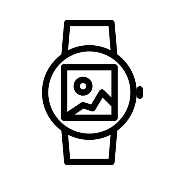 Smartwatch Fotoapp Enkel Linje Illustration — Stock vektor