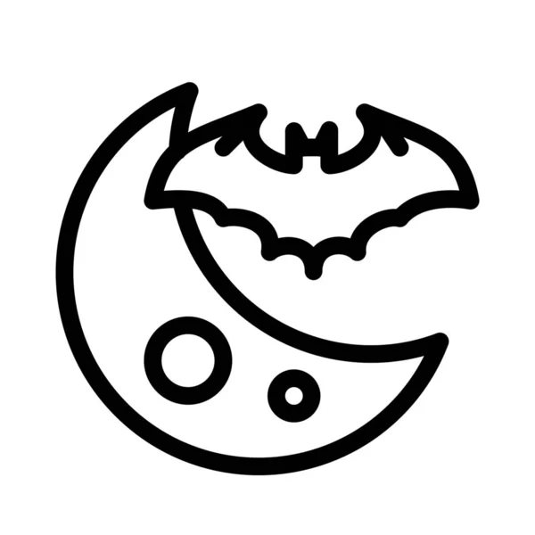 Bat Flying Night Simple Line Illustration — Stock Vector
