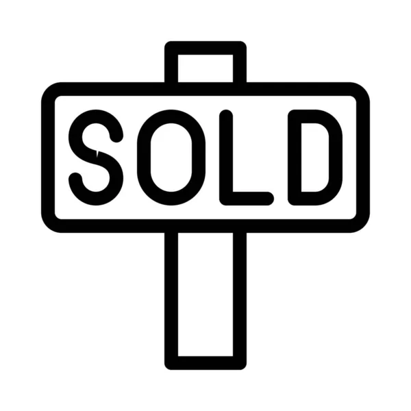 Sold Signboard Ícone Propaganda Isolado Branco —  Vetores de Stock