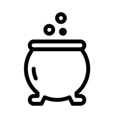 Cadı Kazanı simgesi, basit hat illüstrasyon