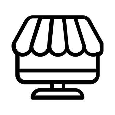 Internet alışveriş Pazar simgesi, basit hat illüstrasyon