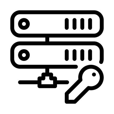 Sunucu anahtar kimlik doğrulaması basit hat illüstrasyon