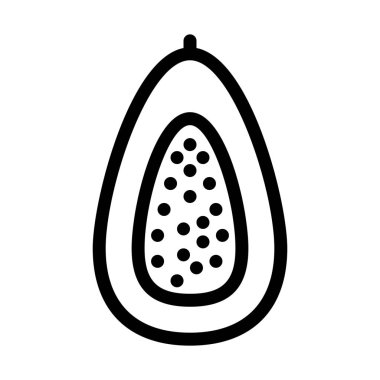 Organik Papaya meyve simgesi, basit hat illüstrasyon