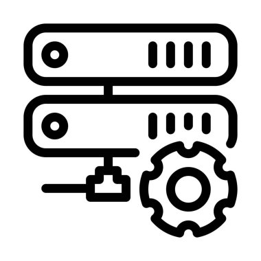 Sunucu ayarları simgesi basit hat illüstrasyon