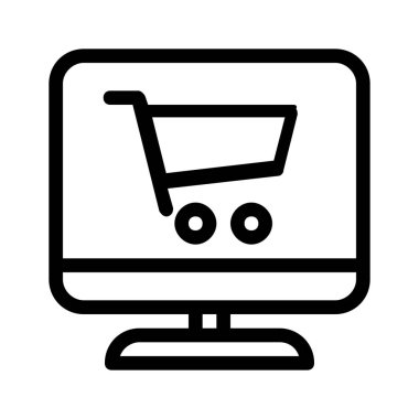 E-mağaza, Online Pazar simgesi, basit hat illüstrasyon