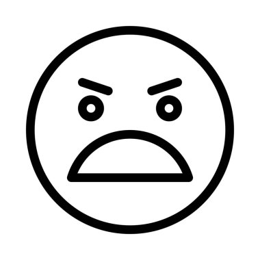 Bağırmak veya zarar yüz simgesi, basit hat illüstrasyon