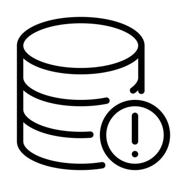 Veritabanı uyarı uyarı simgesi, basit hat illüstrasyon